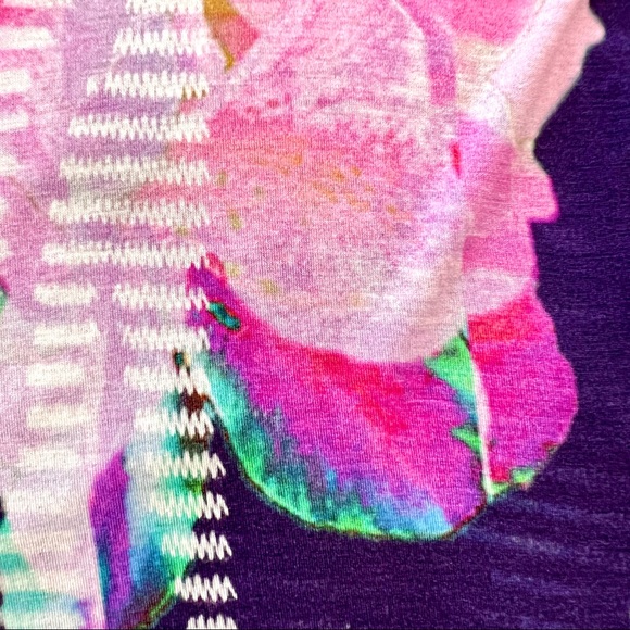 Prabal Gurung Blue Pink Black Pattern T-Shirt - Picture 11 of 12